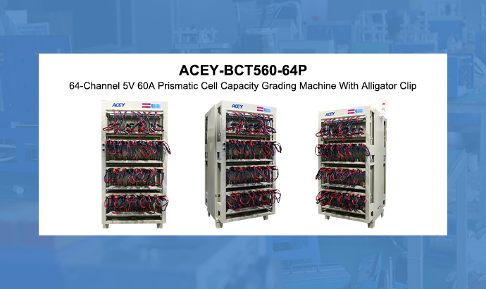 Máquina de classificação de capacidade de célula prismática de 64 canais 5V 60A com clipe jacaré